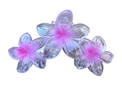 Clear 3 Franjapani Flowers hair claws