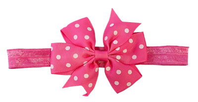 Headbands Spotted & Plain bow on elastic Bow measures 8 cm