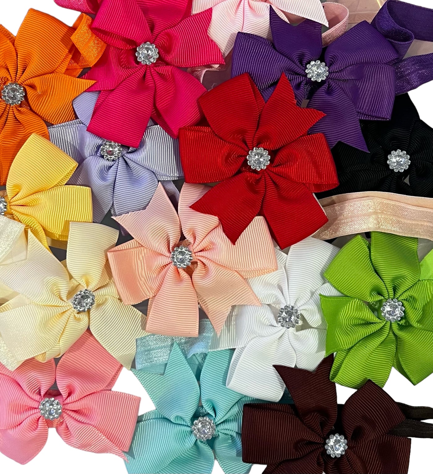 Headbands Spotted & Plain bow on elastic Bow measures 8 cm