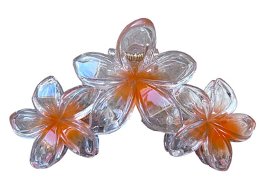 Clear 3 Franjapani Flowers hair claws