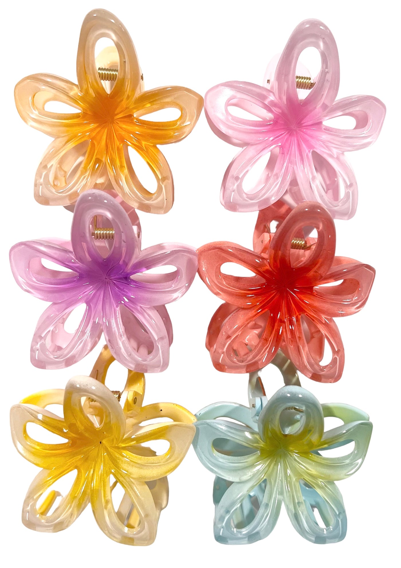 Hair Claws 5 Hollow flower Clear