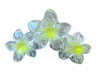 Clear 3 Franjapani Flowers hair claws