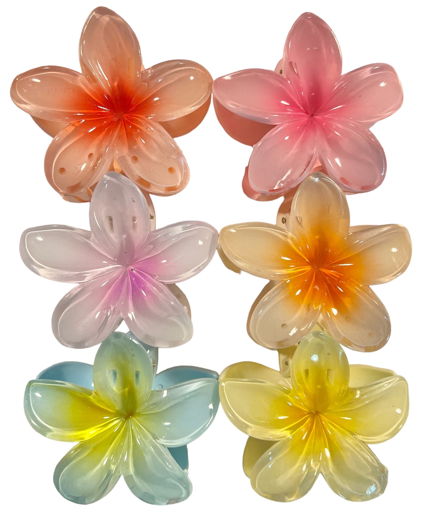 Hair Claws Franjapani Flowers Clear