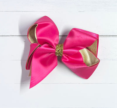 Bows Silk Gold Inner Gold Glitter Center