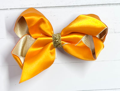 Bows Silk Gold Inner Gold Glitter Center