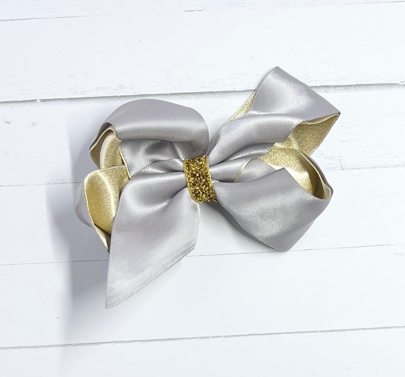 Bows Silk Gold Inner Gold Glitter Center