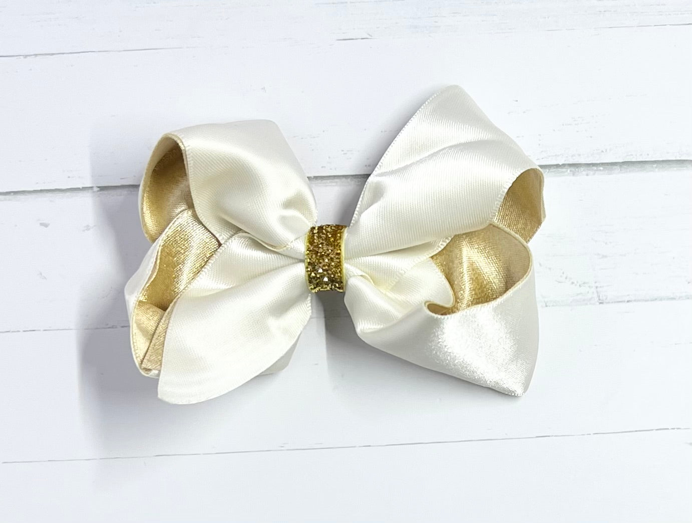 Bows Silk Gold Inner Gold Glitter Center