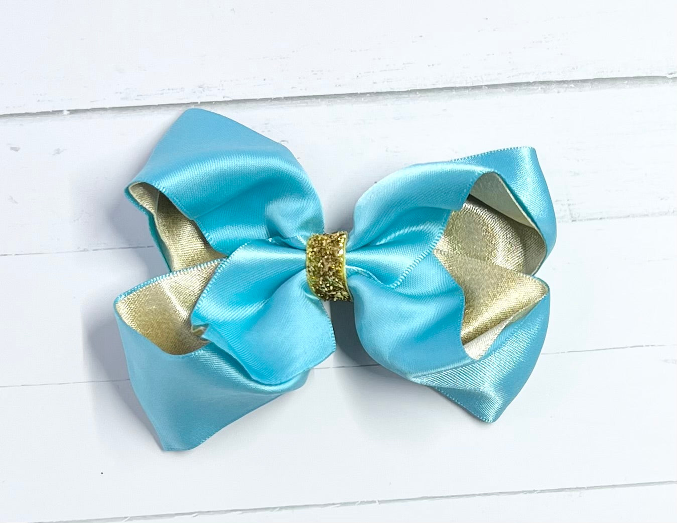 Bows Silk Gold Inner Gold Glitter Center