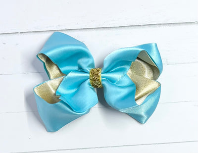 Bows Silk Gold Inner Gold Glitter Center