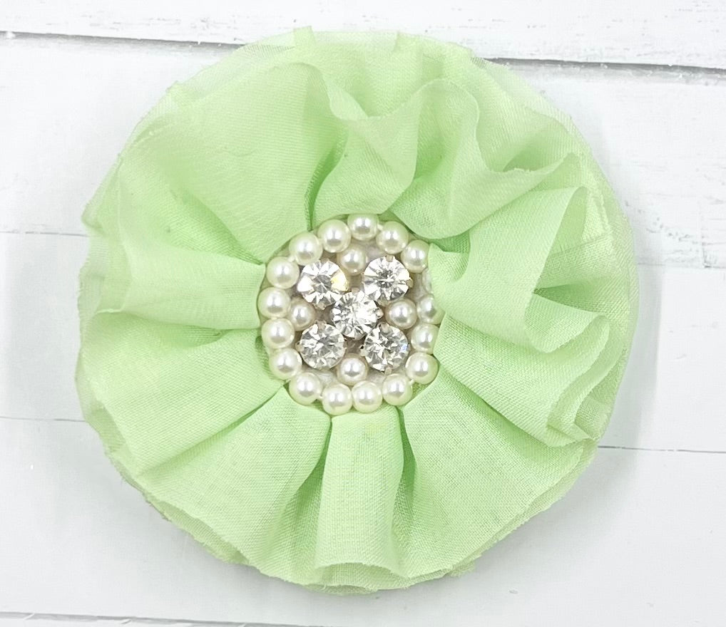 Flowers Large Round rhinestone & Pearl Center