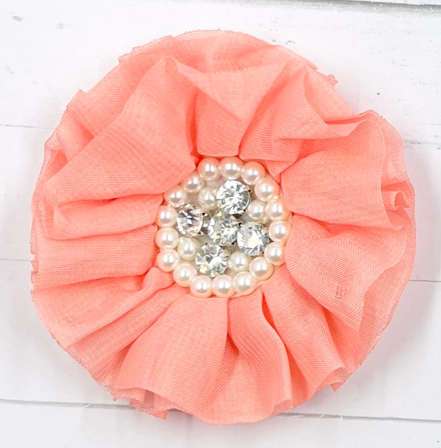 Flowers Large Round rhinestone & Pearl Center